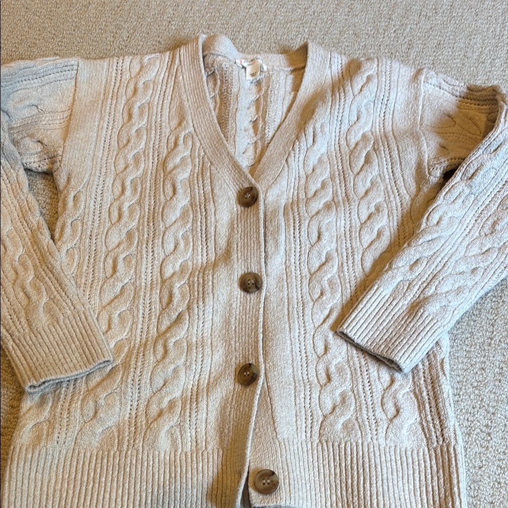 Crewcuts Beige Cable Knit Cardigan